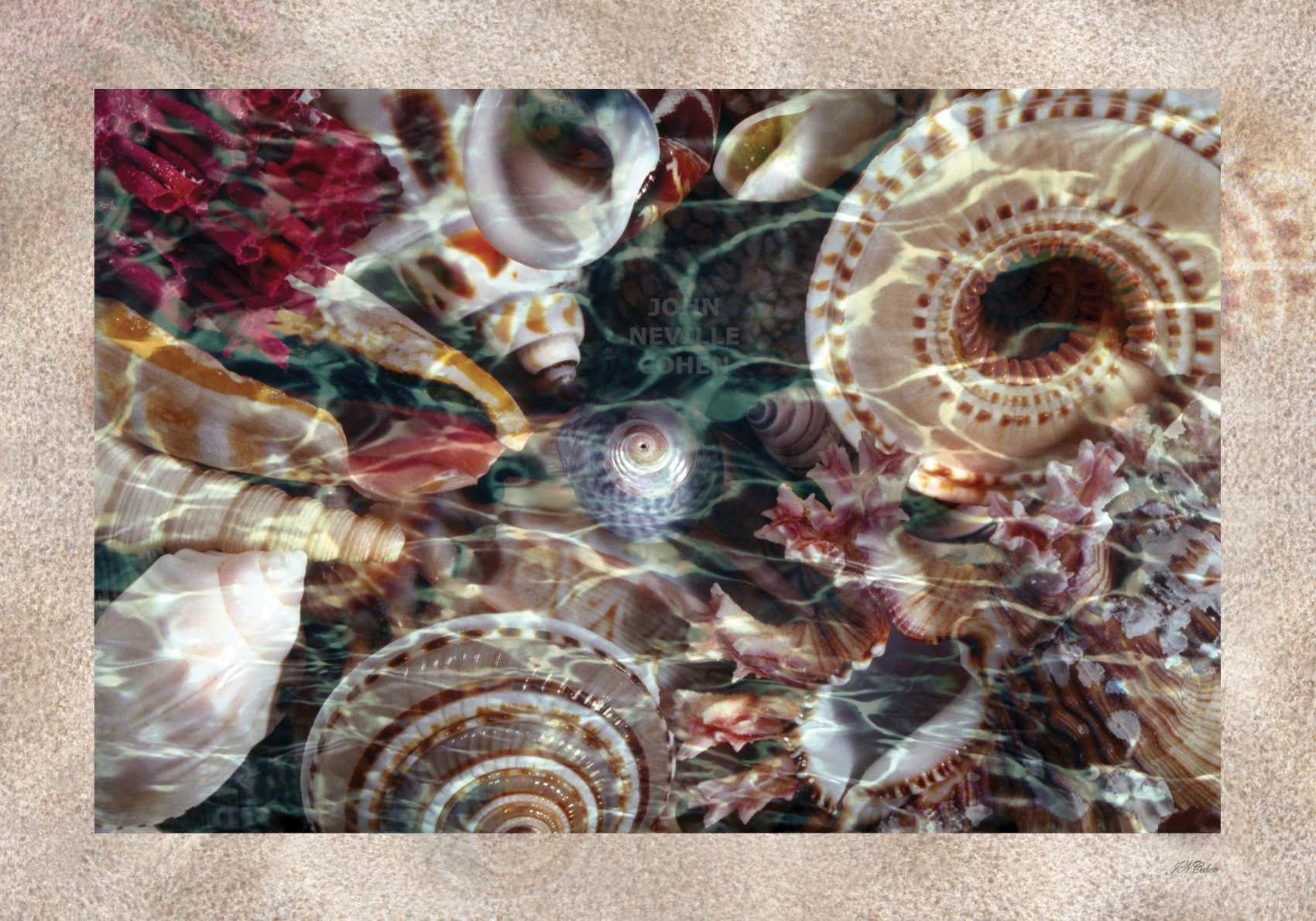 Wet Shells and Sand, Painting with Light Projection Photography Limited Edition Prints for sale, maximum of 8, by John Neville Cohen.