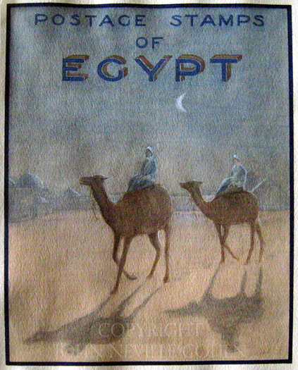 Painting of Camels for a postage stamp collecting album on Egypt